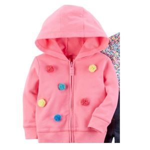 2/$15 New Carter's Pink Pom Zip-Up Jacket 3 Months